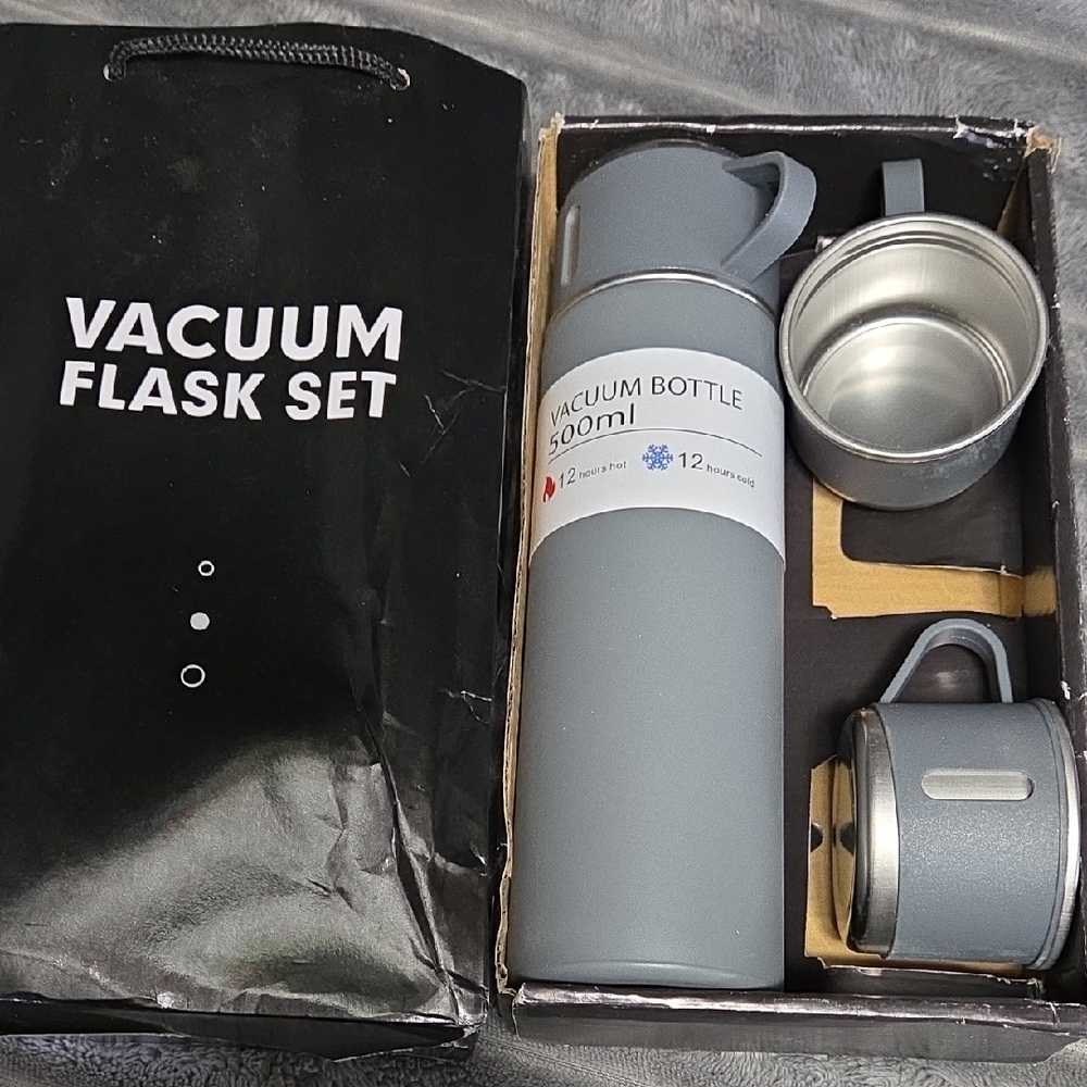 Vacuum Bottle Flask Set - Gray - Unbranded